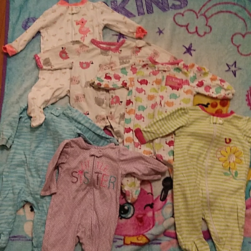 Set of 6 sleepy jammies 0-3m